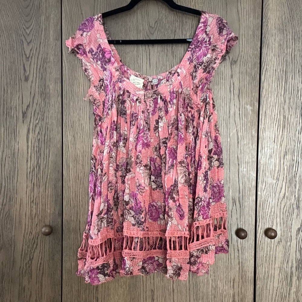 Free People floral print flowy blouse